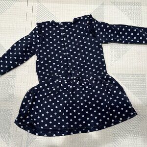 Petit Bateau 18m 18 months navy white polka dot thick sweatshirt dress